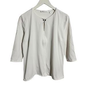 Hugo Boss Top Women's M "Elenka" White 3/4 Sleeve Blouse Quite Luxury Minimal